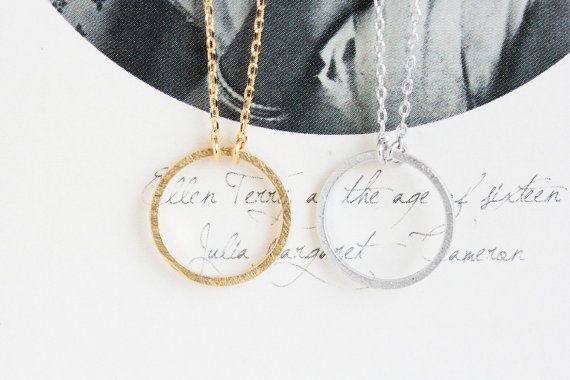 Silver Gold Rose Gold Circle Necklace, Geometric Necklace, Karma