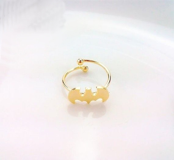 Batman Adjustable Ring, Superhero Jewelry, Comic Ring, Cool Jewelry Choose Your Color