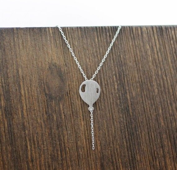 Air Balloon Necklace, Romantic Jewelry, Tiny Small Necklace Pendant, Silver, Gold