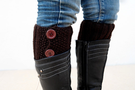 Brown Boot Toppers, Brown Boot Cuffs,clasp Brown Button, Knit Boot Toppers, Knit Boot Cuffs,accessories