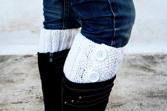 White Boot Toppers,white Boot Cuffs,clasp White Button,knit Boot Toppers, Knit Boot Cuffs, Accessories