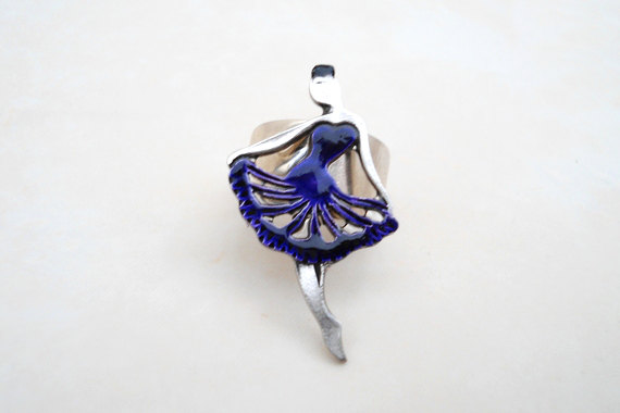 Ballerina Ring In Purple Dress, Jewelry For Her, Adjustable Ring, Under 20