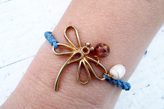 Gold Dragonfly Bracelet Or Anklet, Friendship Bracelet. Cute Gift.