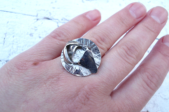 Silver Round Ring, Jewelry For Her, Adjustable, Silver Plated