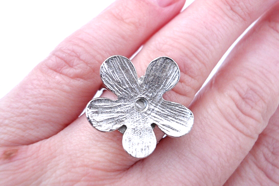 Silver Flower Ring, Jewelry For Her, Adjustable, Silver Plated